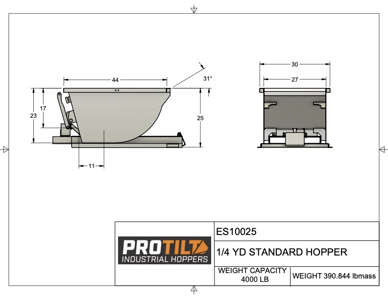 1/4 Yard Self-Dumping Hopper drawing