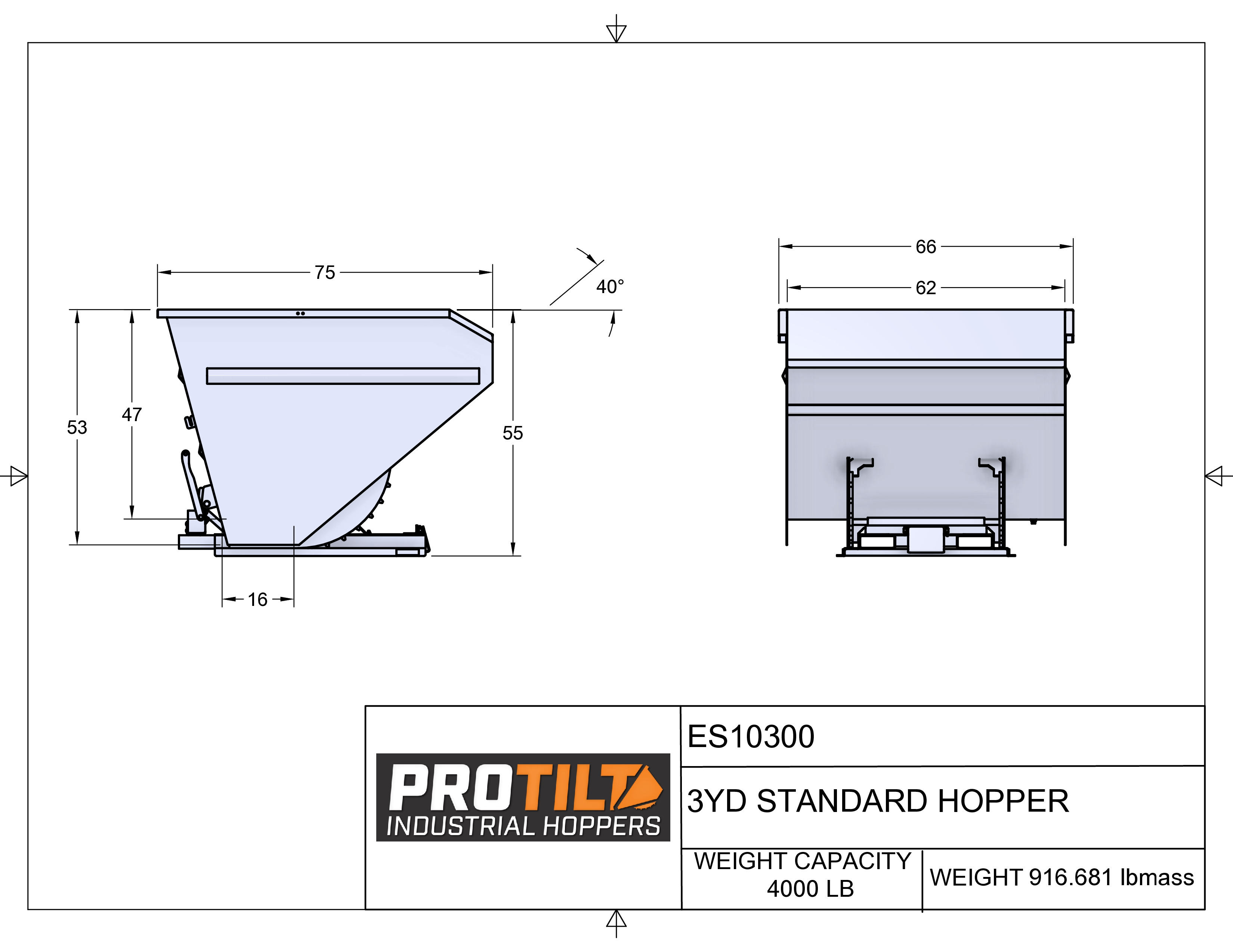 3 Yard Self-Dumping Hopper drawing