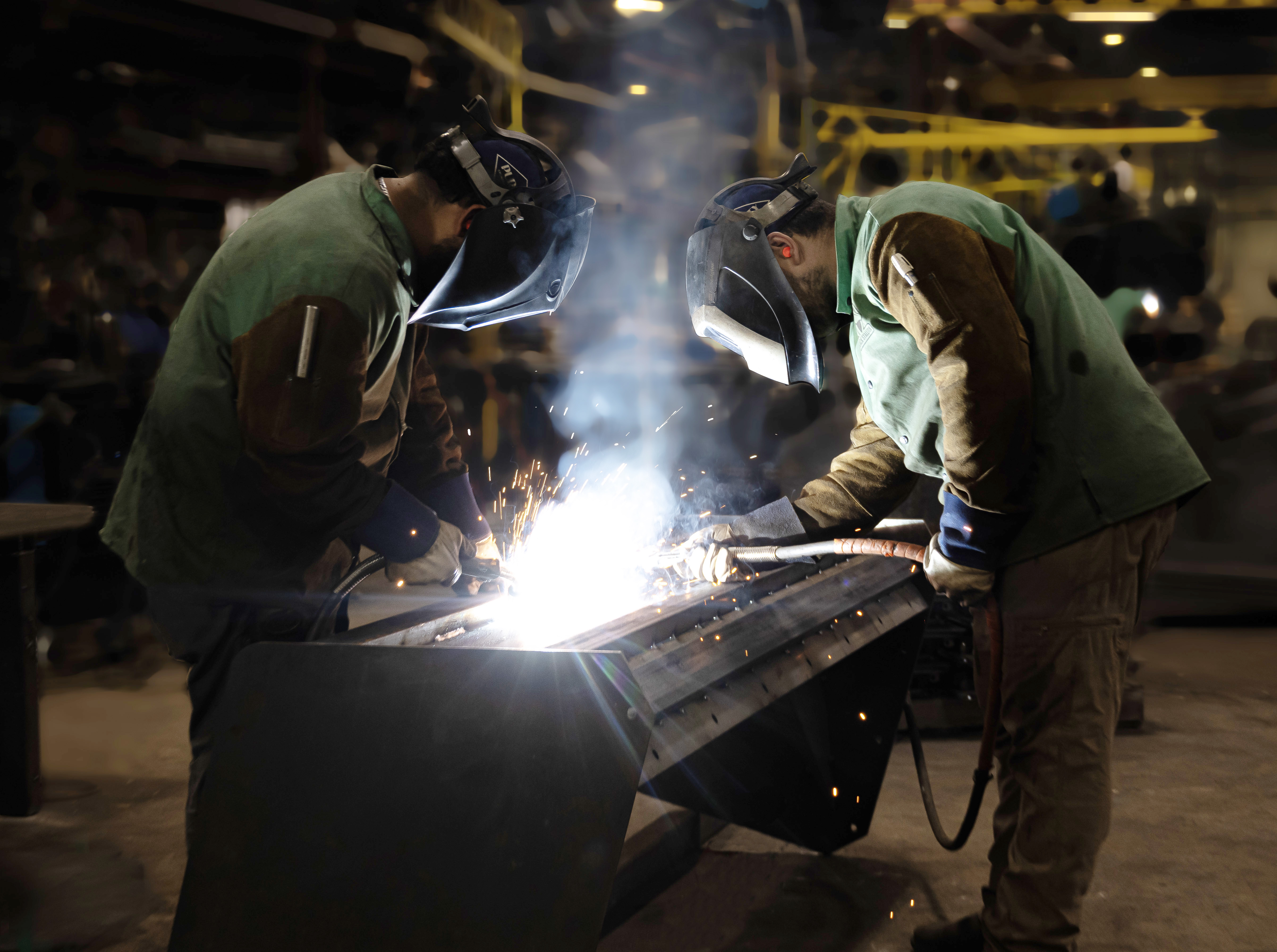Tubing and sides fixtured in a welding table